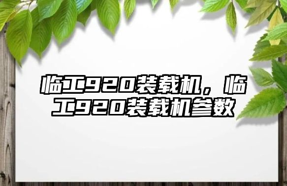 臨工920裝載機，臨工920裝載機參數(shù)