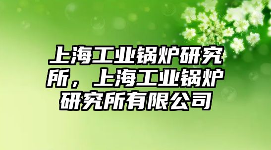 上海工業(yè)鍋爐研究所，上海工業(yè)鍋爐研究所有限公司