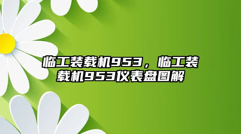 臨工裝載機953，臨工裝載機953儀表盤圖解