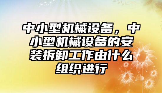 中小型機械設(shè)備，中小型機械設(shè)備的安裝拆卸工作由什么組織進行