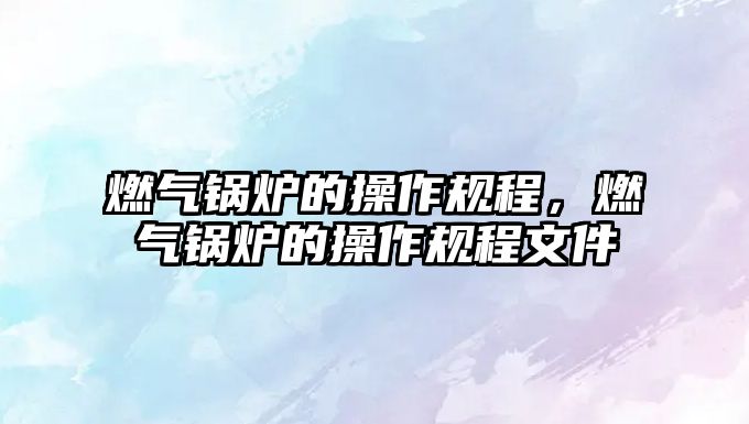 燃?xì)忮仩t的操作規(guī)程，燃?xì)忮仩t的操作規(guī)程文件