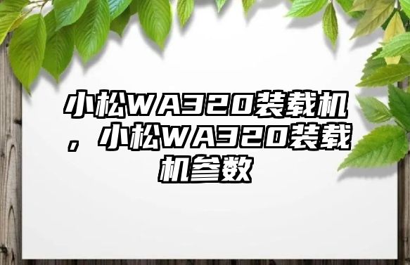 小松WA320裝載機，小松WA320裝載機參數(shù)