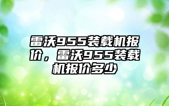 雷沃955裝載機報價，雷沃955裝載機報價多少