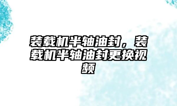 裝載機(jī)半軸油封，裝載機(jī)半軸油封更換視頻