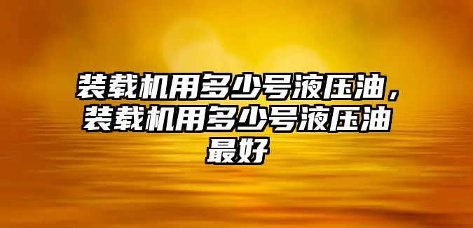 裝載機(jī)用多少號液壓油，裝載機(jī)用多少號液壓油最好