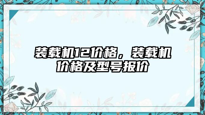 裝載機12價格，裝載機價格及型號報價