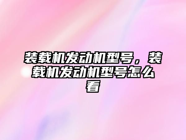 裝載機發(fā)動機型號，裝載機發(fā)動機型號怎么看