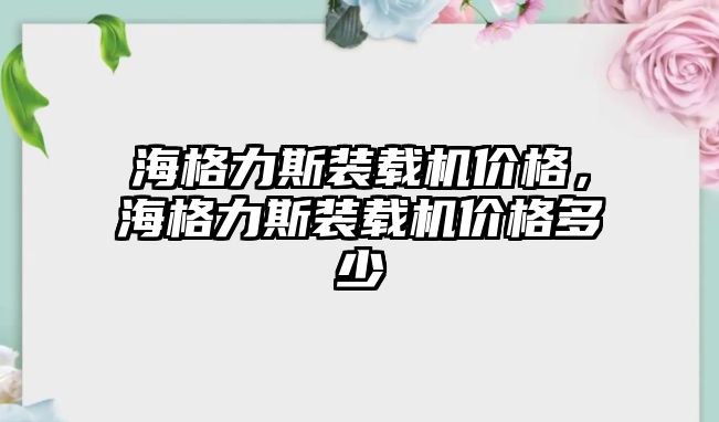 海格力斯裝載機價格，海格力斯裝載機價格多少