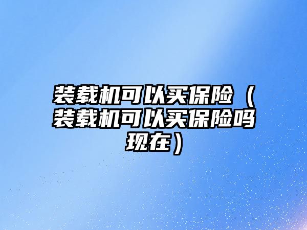 裝載機(jī)可以買保險(xiǎn)（裝載機(jī)可以買保險(xiǎn)嗎現(xiàn)在）