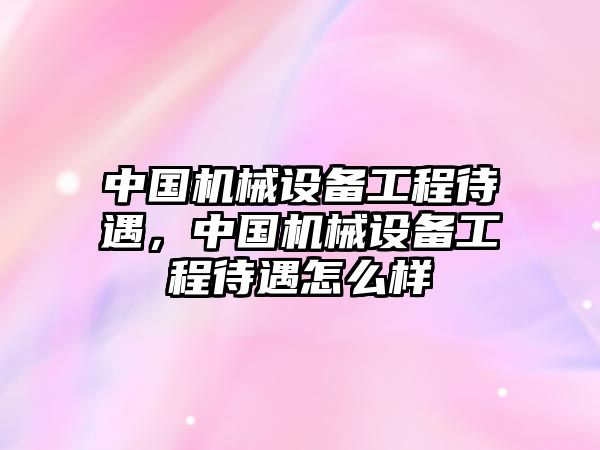 中國機(jī)械設(shè)備工程待遇，中國機(jī)械設(shè)備工程待遇怎么樣