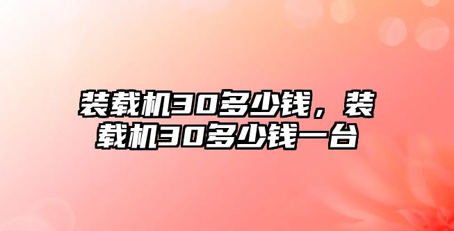 裝載機(jī)30多少錢，裝載機(jī)30多少錢一臺