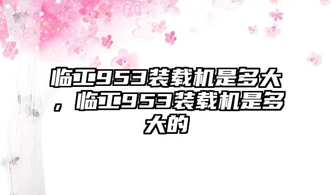 臨工953裝載機(jī)是多大，臨工953裝載機(jī)是多大的