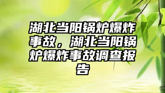 湖北當陽鍋爐爆炸事故，湖北當陽鍋爐爆炸事故調(diào)查報告