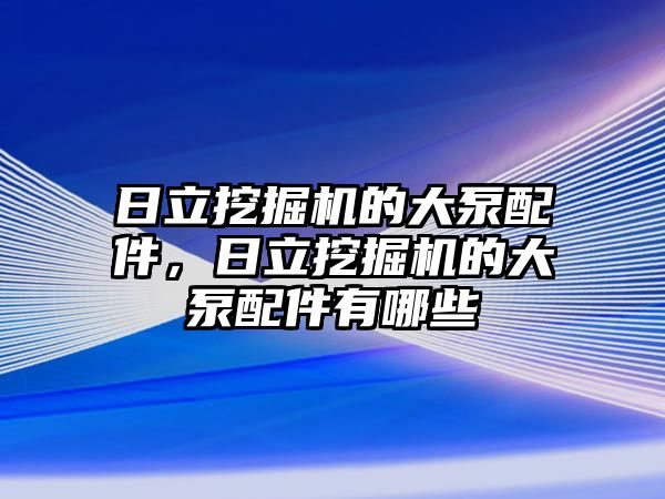 日立挖掘機的大泵配件，日立挖掘機的大泵配件有哪些