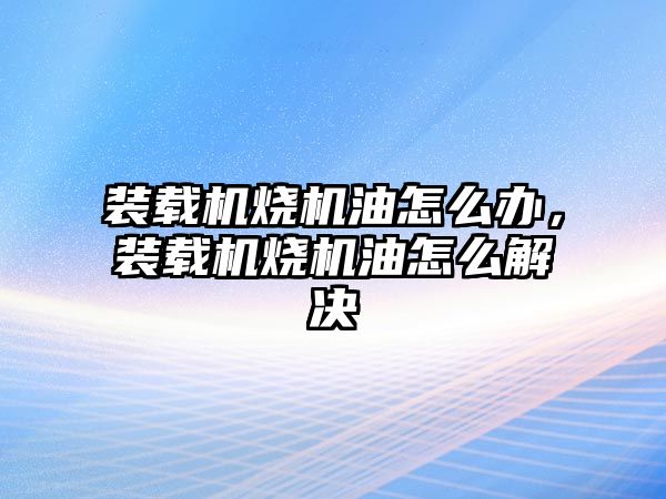 裝載機(jī)燒機(jī)油怎么辦，裝載機(jī)燒機(jī)油怎么解決