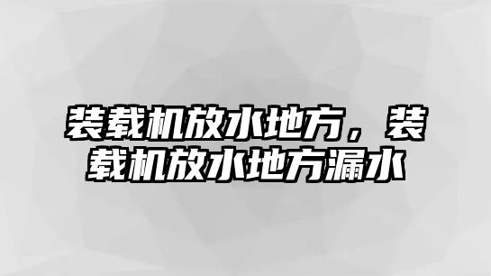 裝載機(jī)放水地方，裝載機(jī)放水地方漏水