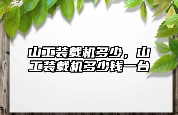 山工裝載機多少，山工裝載機多少錢一臺