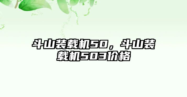 斗山裝載機50，斗山裝載機503價格