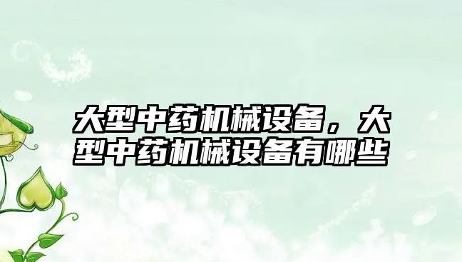 大型中藥機械設備，大型中藥機械設備有哪些