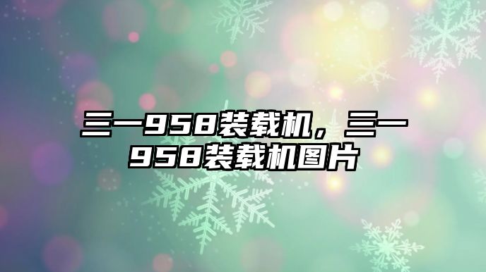 三一958裝載機(jī)，三一958裝載機(jī)圖片