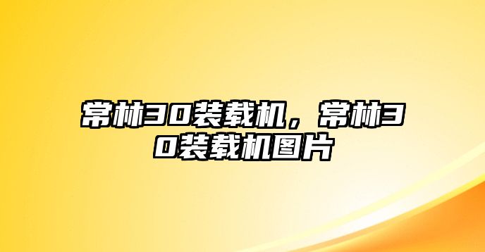 常林30裝載機(jī)，常林30裝載機(jī)圖片