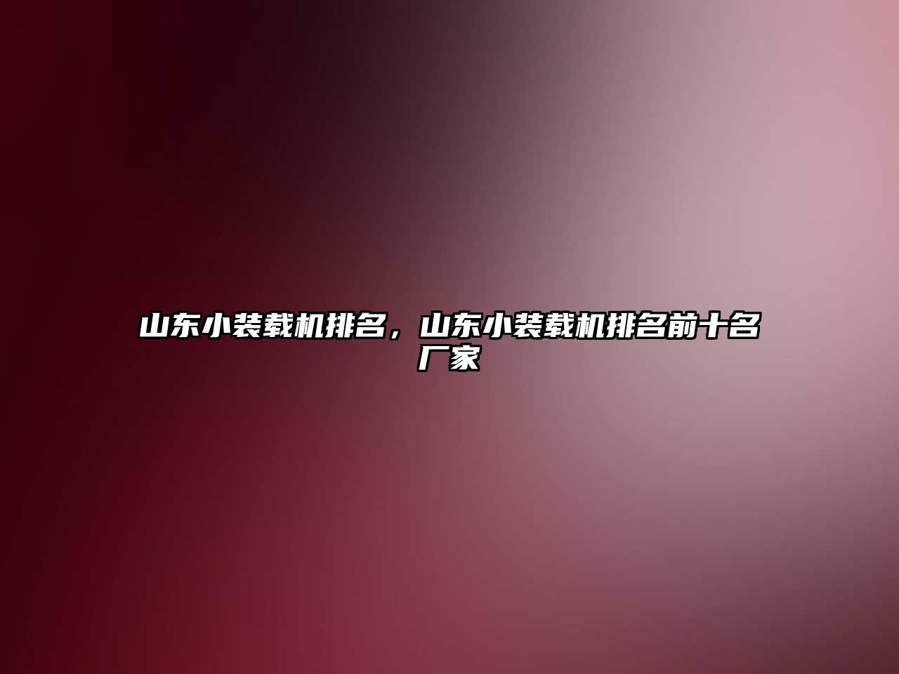 山東小裝載機排名，山東小裝載機排名前十名廠家