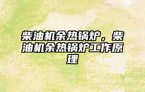 柴油機余熱鍋爐，柴油機余熱鍋爐工作原理