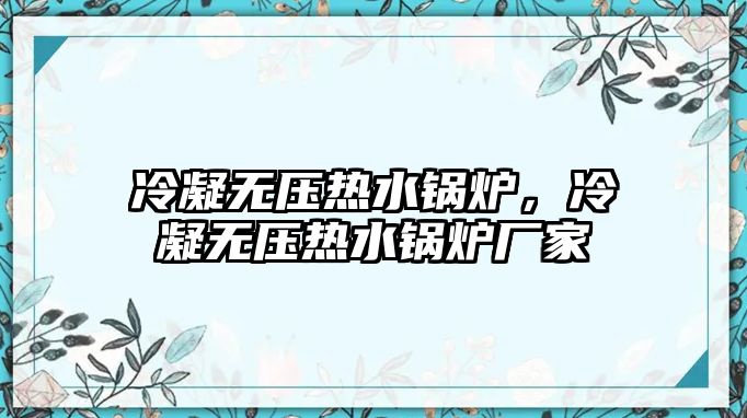 冷凝無壓熱水鍋爐，冷凝無壓熱水鍋爐廠家