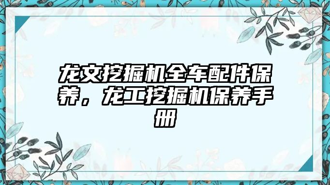 龍文挖掘機全車配件保養(yǎng)，龍工挖掘機保養(yǎng)手冊