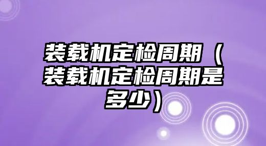 裝載機定檢周期（裝載機定檢周期是多少）