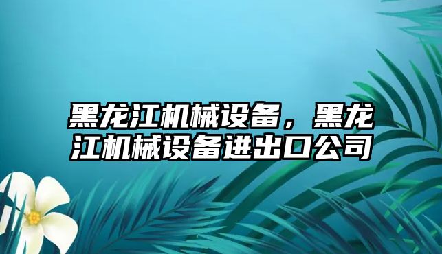 黑龍江機械設(shè)備，黑龍江機械設(shè)備進出口公司