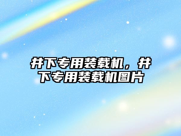 井下專用裝載機，井下專用裝載機圖片