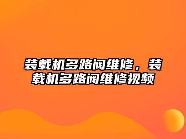 裝載機多路閥維修，裝載機多路閥維修視頻