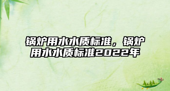 鍋爐用水水質標準，鍋爐用水水質標準2022年