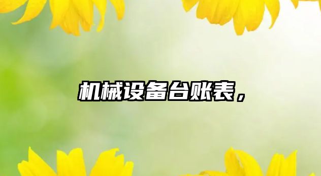 機械設(shè)備臺賬表，