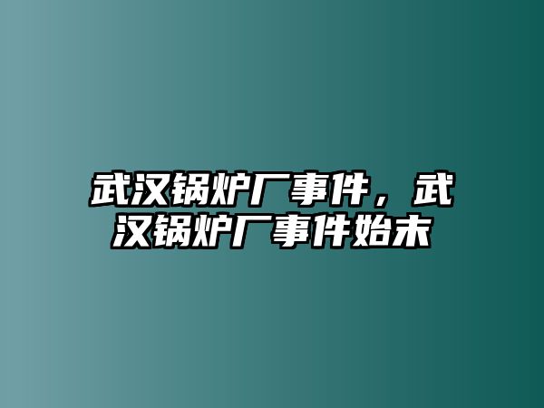 武漢鍋爐廠(chǎng)事件，武漢鍋爐廠(chǎng)事件始末