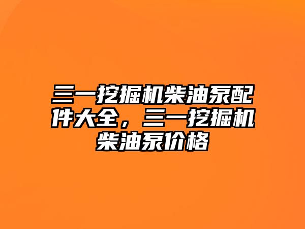 三一挖掘機柴油泵配件大全，三一挖掘機柴油泵價格