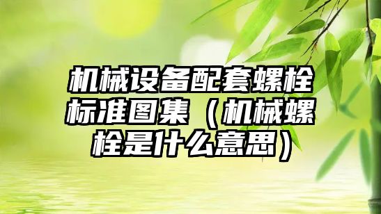 機械設(shè)備配套螺栓標準圖集（機械螺栓是什么意思）