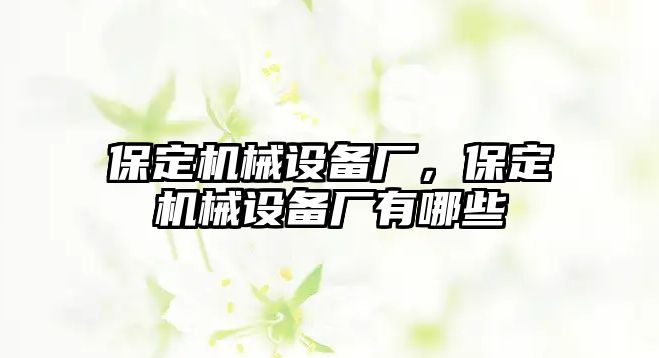 保定機械設(shè)備廠，保定機械設(shè)備廠有哪些