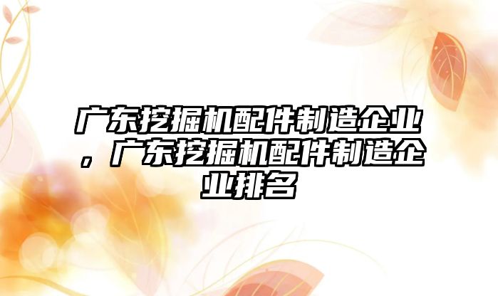 廣東挖掘機配件制造企業(yè)，廣東挖掘機配件制造企業(yè)排名