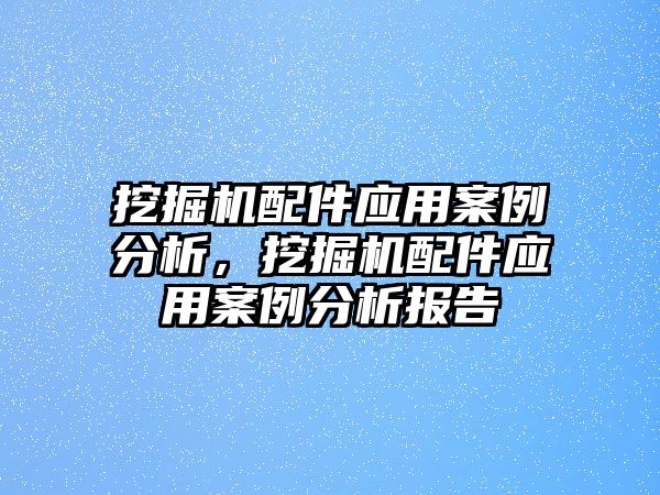 挖掘機配件應用案例分析，挖掘機配件應用案例分析報告