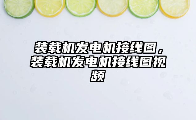 裝載機發(fā)電機接線圖，裝載機發(fā)電機接線圖視頻