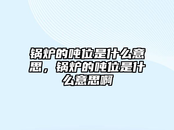 鍋爐的噸位是什么意思，鍋爐的噸位是什么意思啊