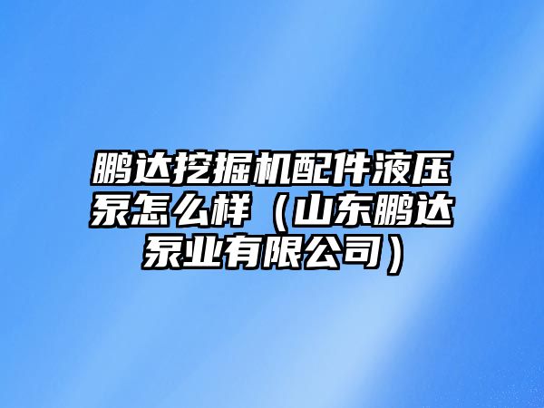 鵬達挖掘機配件液壓泵怎么樣（山東鵬達泵業(yè)有限公司）