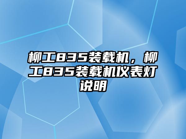 柳工835裝載機，柳工835裝載機儀表燈說明