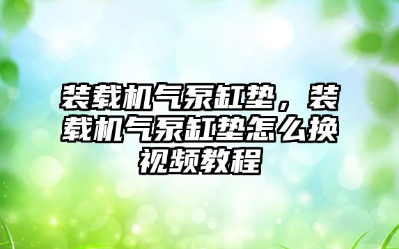 裝載機氣泵缸墊，裝載機氣泵缸墊怎么換視頻教程