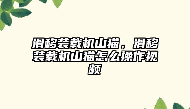 滑移裝載機山貓，滑移裝載機山貓怎么操作視頻