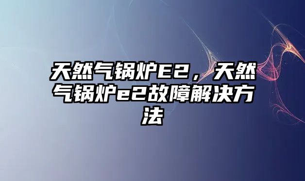 天然氣鍋爐E2，天然氣鍋爐e2故障解決方法