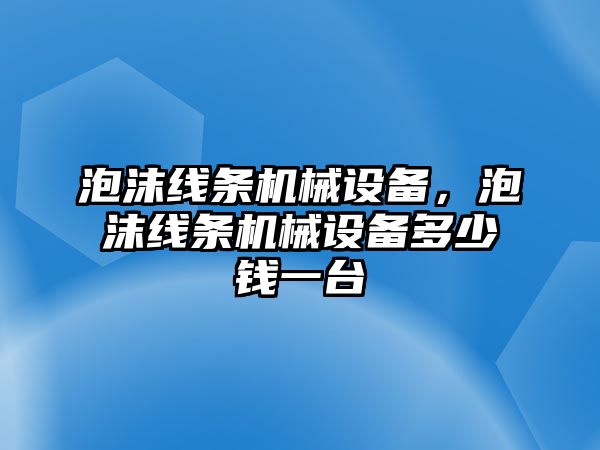 泡沫線條機械設備，泡沫線條機械設備多少錢一臺