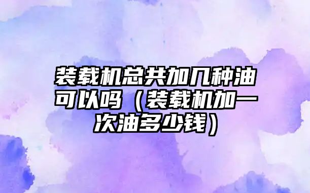 裝載機總共加幾種油可以嗎（裝載機加一次油多少錢）